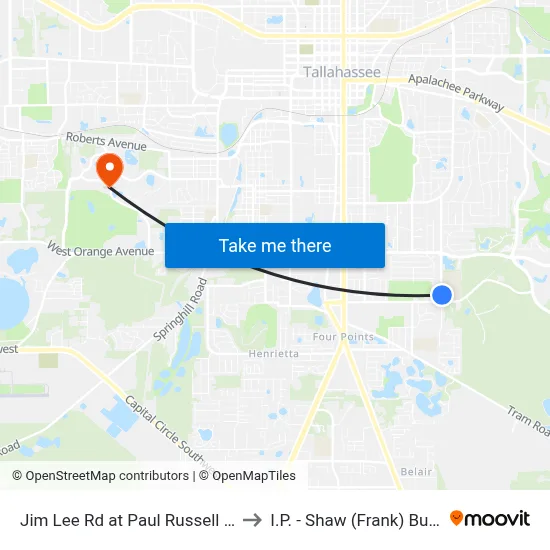 Jim Lee Rd at Paul Russell Rd Nb to I.P. - Shaw (Frank) Building map