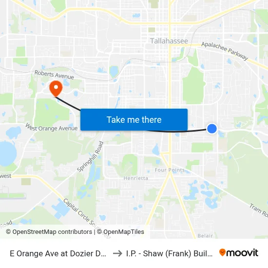 E Orange Ave at Dozier Dr Wb to I.P. - Shaw (Frank) Building map