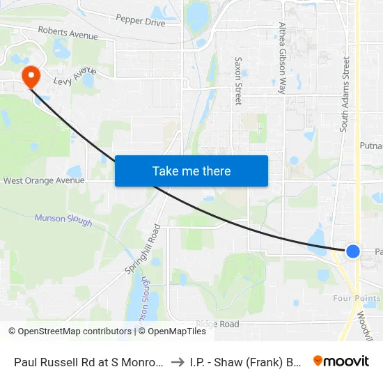 Paul Russell Rd at S Monroe St Eb to I.P. - Shaw (Frank) Building map