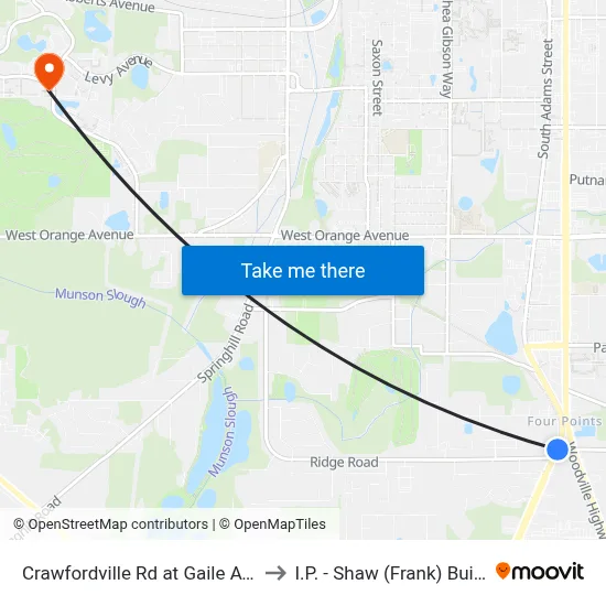 Crawfordville Rd at Gaile Ave Nb to I.P. - Shaw (Frank) Building map