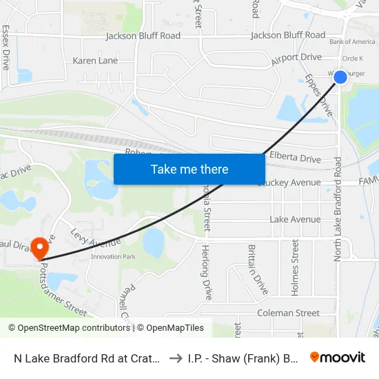 N Lake Bradford Rd at Crate St Nb to I.P. - Shaw (Frank) Building map