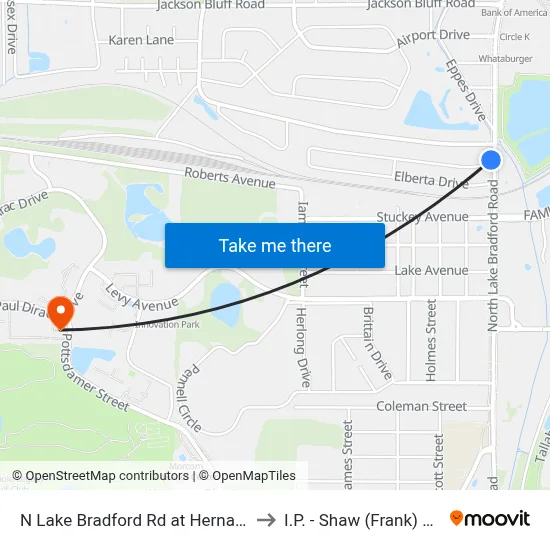 N Lake Bradford Rd at Hernando Dr Sb to I.P. - Shaw (Frank) Building map