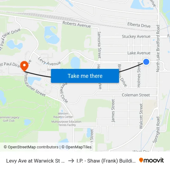 Levy Ave at Warwick St Eb to I.P. - Shaw (Frank) Building map