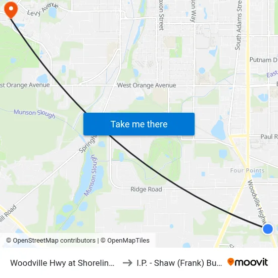 Woodville Hwy at Shoreline Dr Sb to I.P. - Shaw (Frank) Building map