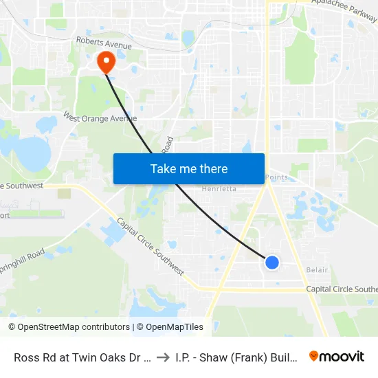 Ross Rd at Twin Oaks Dr Wb to I.P. - Shaw (Frank) Building map