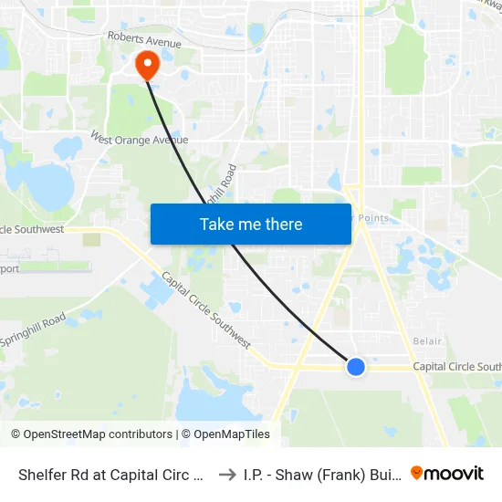 Shelfer Rd at Capital Circ SW Sb to I.P. - Shaw (Frank) Building map