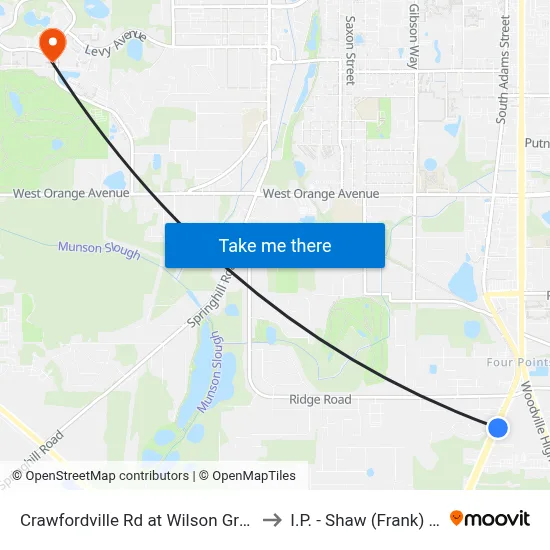 Crawfordville Rd at Wilson Green Blvd Nb to I.P. - Shaw (Frank) Building map
