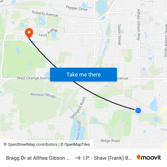 Bragg Dr at Althea Gibson Way Wb to I.P. - Shaw (Frank) Building map