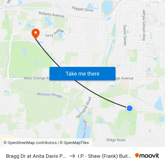 Bragg Dr at Anita Davis Pl Wb to I.P. - Shaw (Frank) Building map