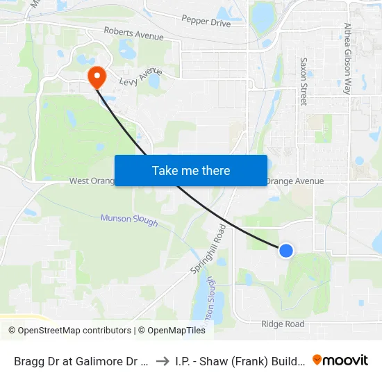 Bragg Dr at Galimore Dr Wb to I.P. - Shaw (Frank) Building map