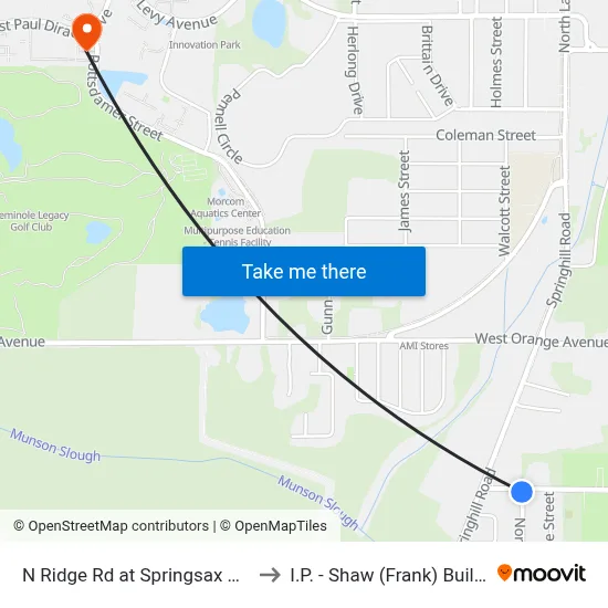 N Ridge Rd at Springsax Rd Sb to I.P. - Shaw (Frank) Building map
