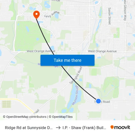 Ridge Rd at Sunnyside Dr Eb to I.P. - Shaw (Frank) Building map