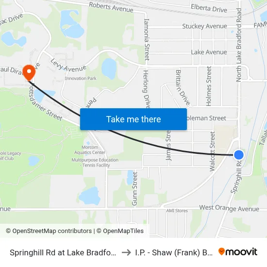 Springhill Rd at Lake Bradford Rd Sb to I.P. - Shaw (Frank) Building map