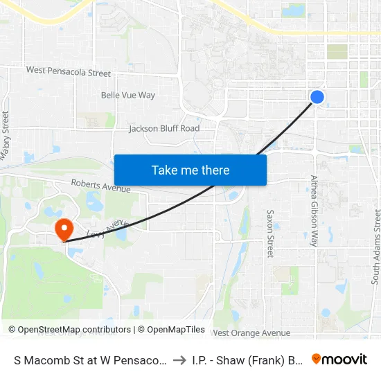 S Macomb St at W Pensacola St Nb to I.P. - Shaw (Frank) Building map