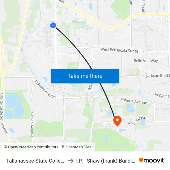 Tallahassee State College to I.P. - Shaw (Frank) Building map