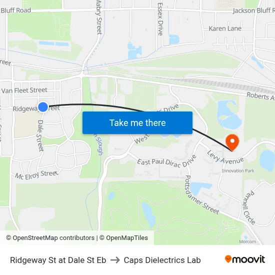 Ridgeway St at Dale St Eb to Caps Dielectrics Lab map