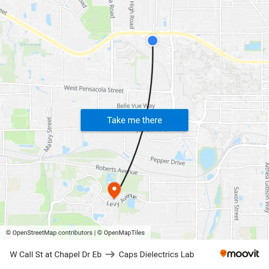 W Call St at Chapel Dr Eb to Caps Dielectrics Lab map