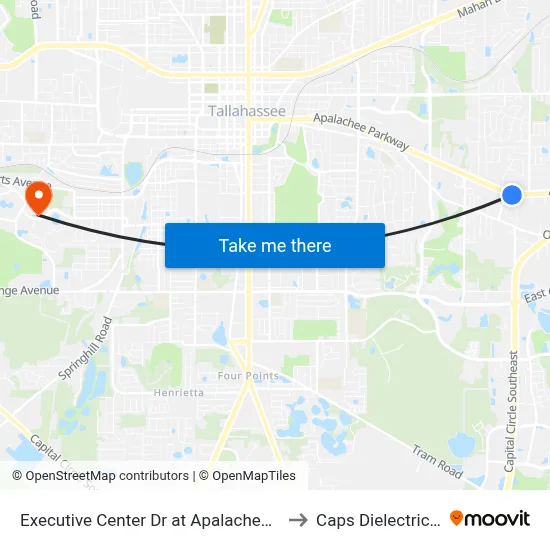 Executive Center Dr at Apalachee Pkwy Nb to Caps Dielectrics Lab map