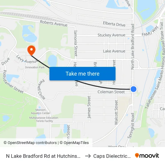 N Lake Bradford Rd at Hutchinson St Nb to Caps Dielectrics Lab map