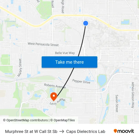 Murphree St at W Call St Sb to Caps Dielectrics Lab map