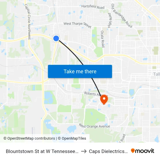 Blountstown St at W Tennessee St Nb to Caps Dielectrics Lab map