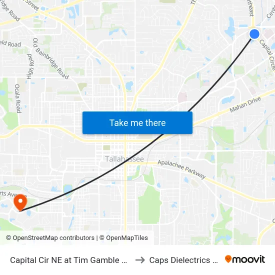 Capital Cir NE at Tim Gamble Pl Sb to Caps Dielectrics Lab map