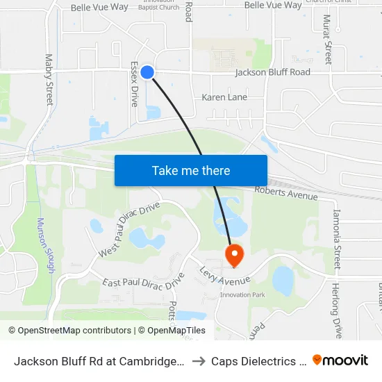Jackson Bluff Rd at Cambridge Dr Eb to Caps Dielectrics Lab map