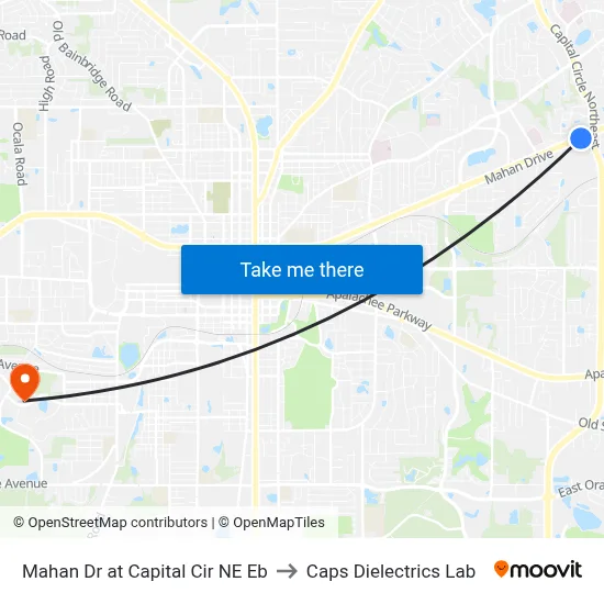 Mahan Dr at Capital Cir NE Eb to Caps Dielectrics Lab map