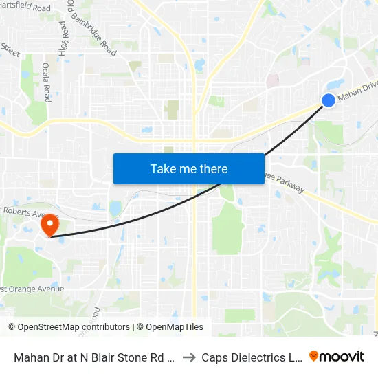 Mahan Dr at N Blair Stone Rd Wb to Caps Dielectrics Lab map