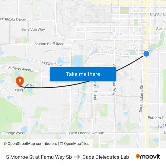 S Monroe St at Famu Way Sb to Caps Dielectrics Lab map