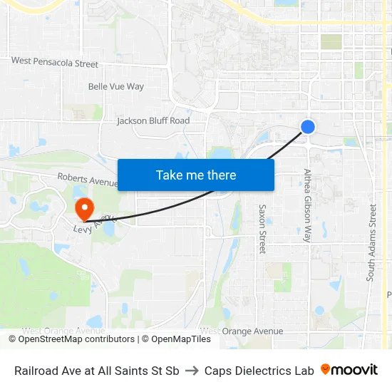 Railroad Ave at All Saints St Sb to Caps Dielectrics Lab map