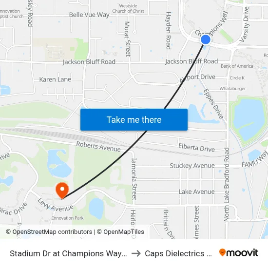 Stadium Dr at Champions Way Wb to Caps Dielectrics Lab map