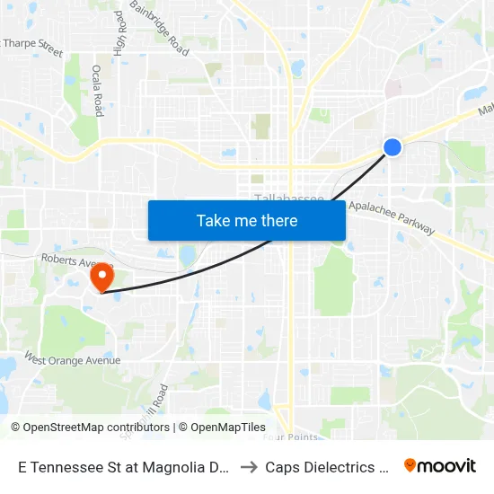 E Tennessee St at Magnolia Dr Eb to Caps Dielectrics Lab map