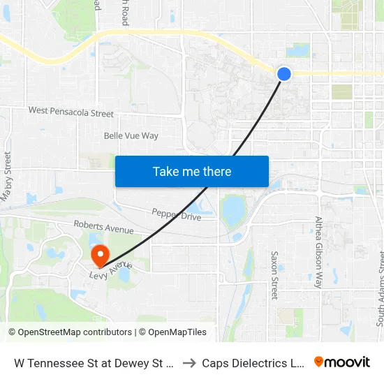 W Tennessee St at Dewey St Eb to Caps Dielectrics Lab map