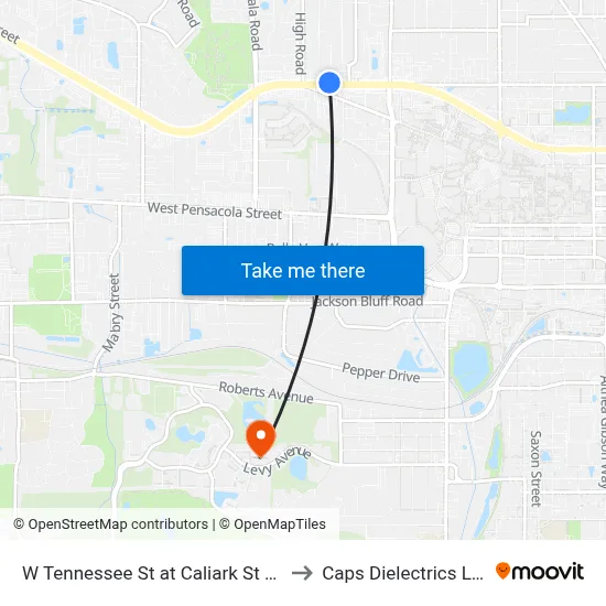 W Tennessee St at Caliark St Wb to Caps Dielectrics Lab map