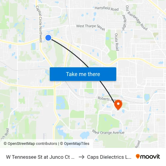 W Tennessee St at Junco Ct Eb to Caps Dielectrics Lab map