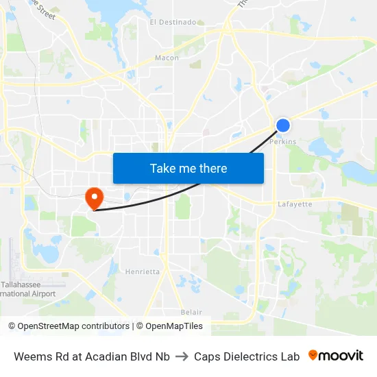 Weems Rd at Acadian Blvd Nb to Caps Dielectrics Lab map