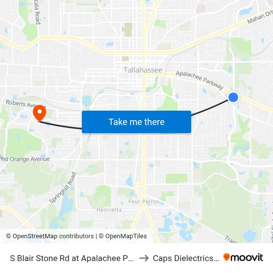 S Blair Stone Rd at Apalachee Pkwy Sb to Caps Dielectrics Lab map