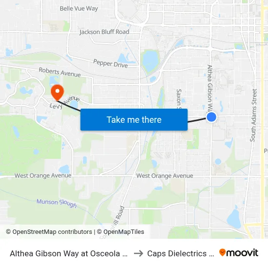 Althea Gibson Way at Osceola St Nb to Caps Dielectrics Lab map