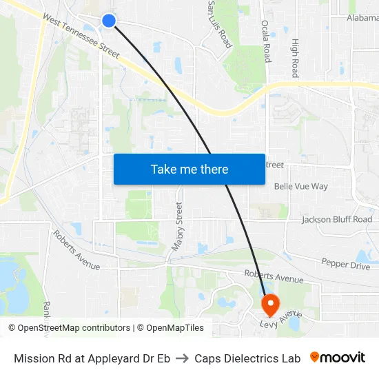 Mission Rd at Appleyard Dr Eb to Caps Dielectrics Lab map