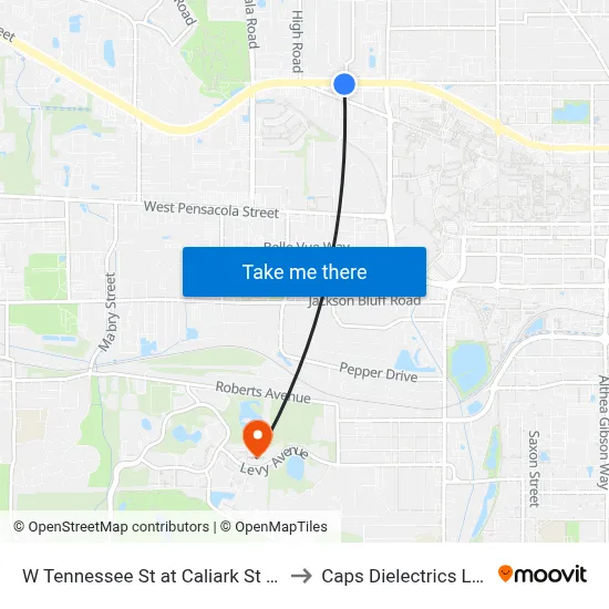W Tennessee St at Caliark St Eb to Caps Dielectrics Lab map