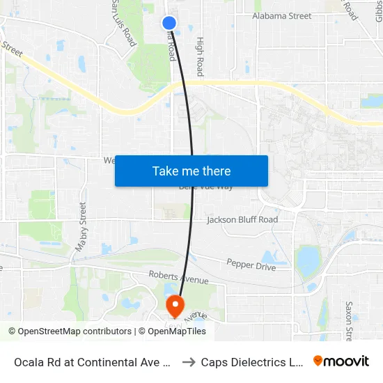 Ocala Rd at Continental Ave Nb to Caps Dielectrics Lab map