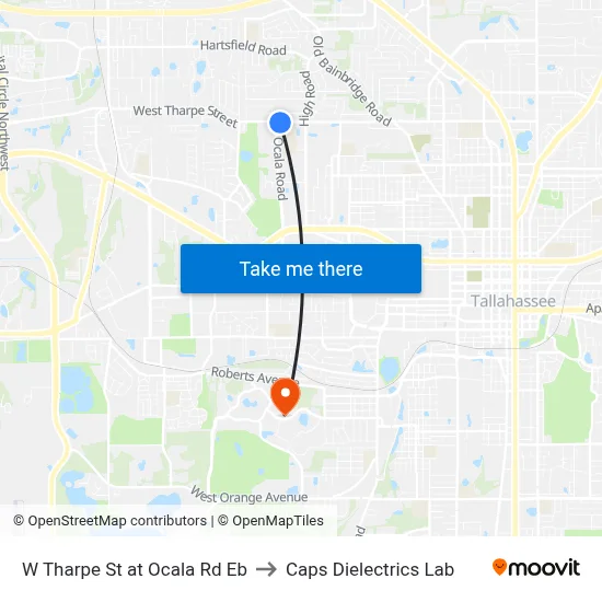 W Tharpe St at Ocala Rd Eb to Caps Dielectrics Lab map