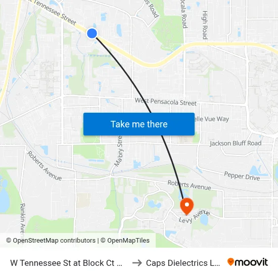 W Tennessee St at Block Ct Wb to Caps Dielectrics Lab map