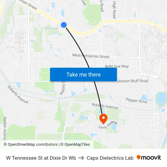 W Tennessee St at Dixie Dr Wb to Caps Dielectrics Lab map