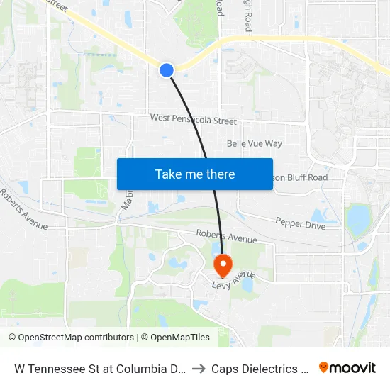 W Tennessee St at Columbia Dr Eb to Caps Dielectrics Lab map