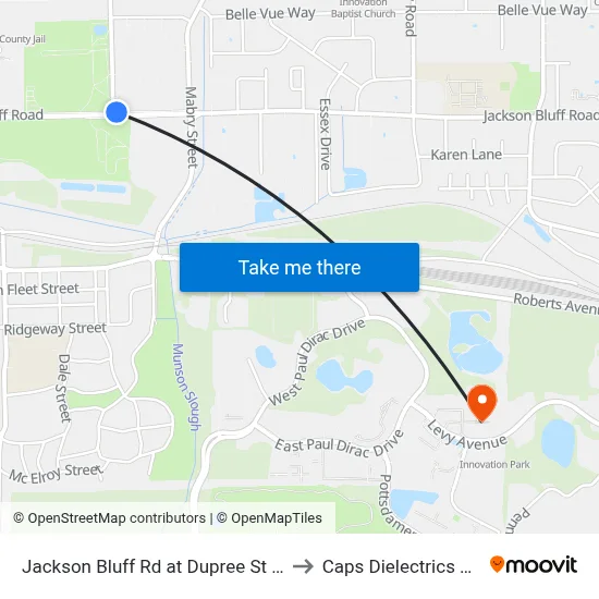 Jackson Bluff Rd at Dupree St Wb to Caps Dielectrics Lab map