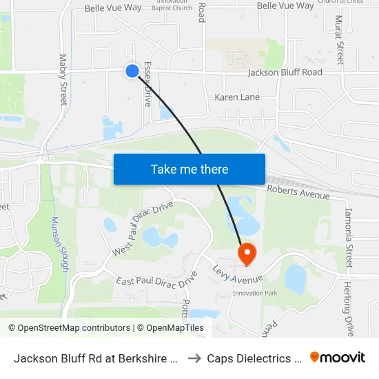 Jackson Bluff Rd at Berkshire Dr Eb to Caps Dielectrics Lab map
