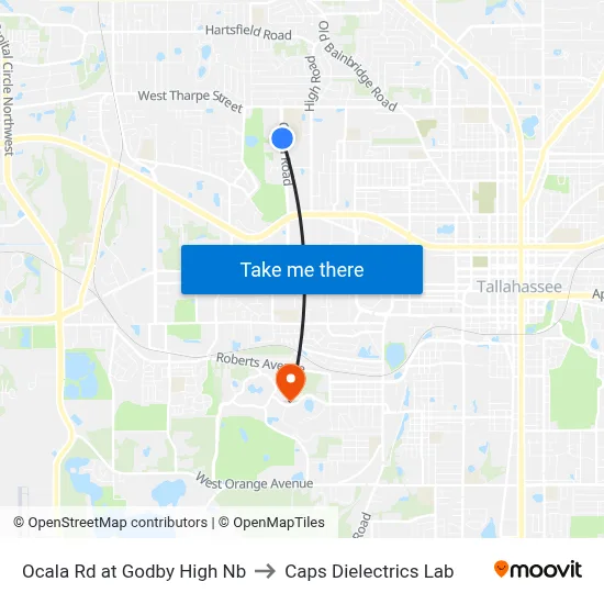 Ocala Rd at Godby High Nb to Caps Dielectrics Lab map