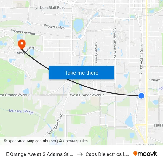 E Orange Ave at S Adams St Eb to Caps Dielectrics Lab map